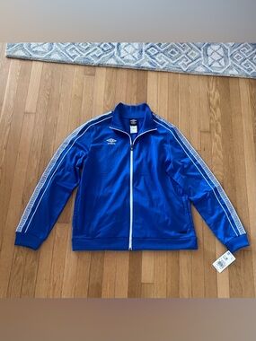 New Umbro Premier Diamond Jacket XL Blue Turkish Sea/White Deadstock Soccer